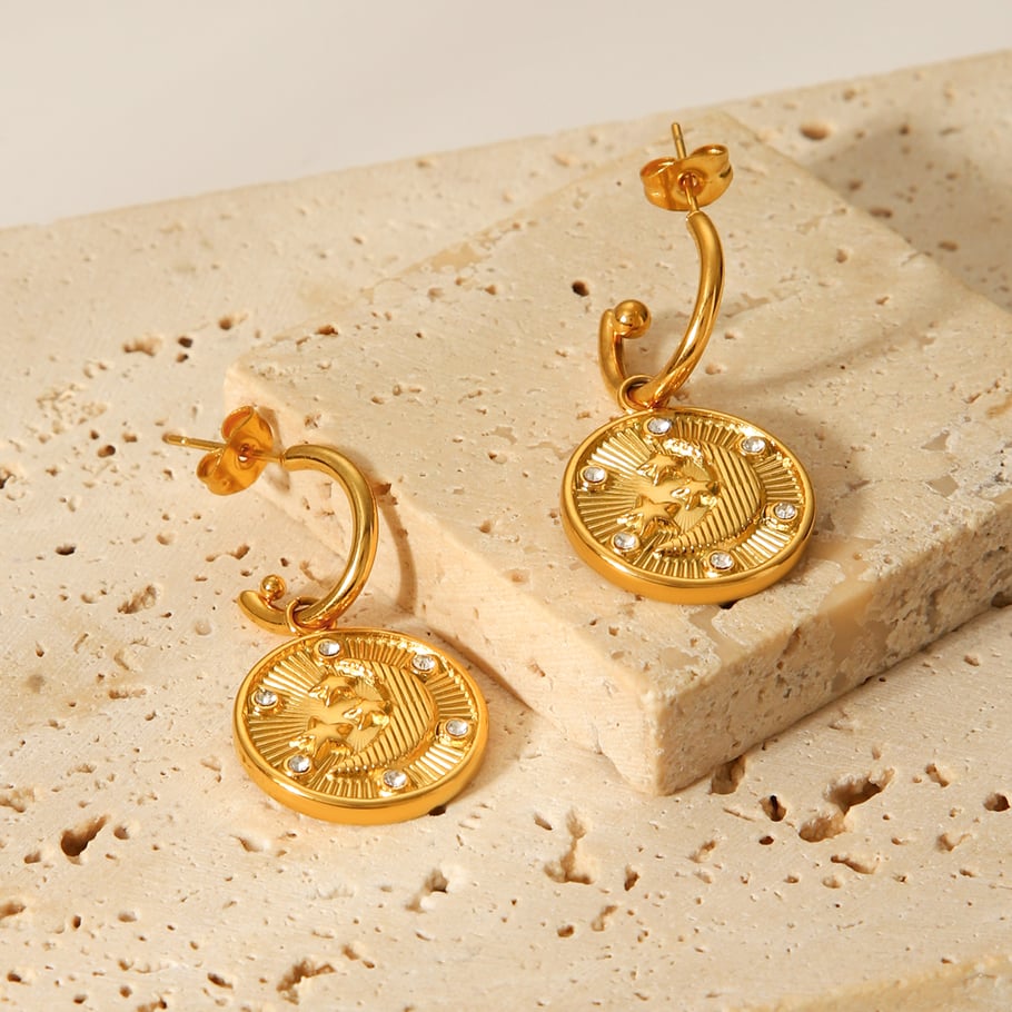 1 Pair Daily Cross Stainless Steel   Gold Color  Zircon Women's Drop Earrings Picture6