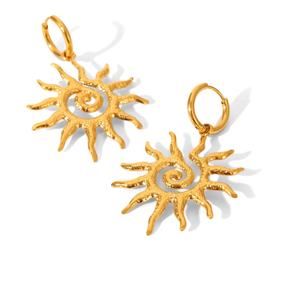 1 Pair Daily Sun Stainless Steel  Gold Color Women's Drop Earrings 