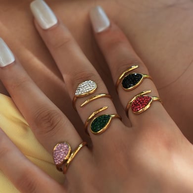 1 Piece  Casual Droplet Irregular Shape Stainless Steel Women‘s  Statement Rings h5 Picture12