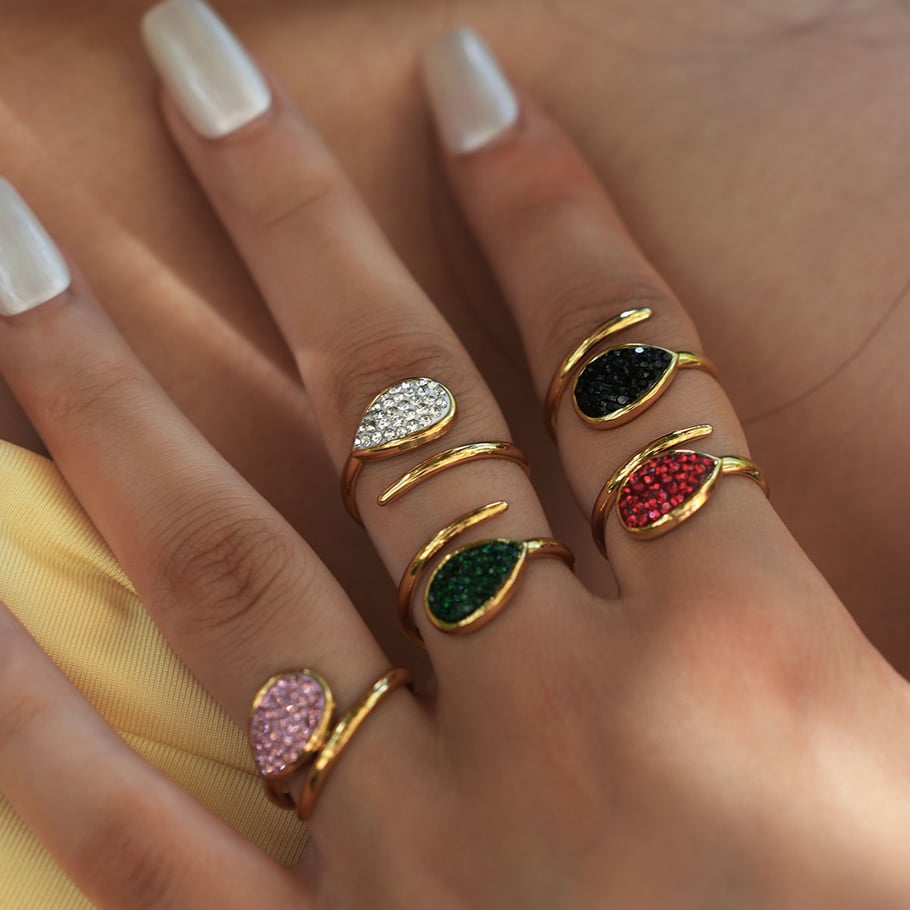 1 Piece  Casual Droplet Irregular Shape Stainless Steel Women‘s  Statement Rings Picture12