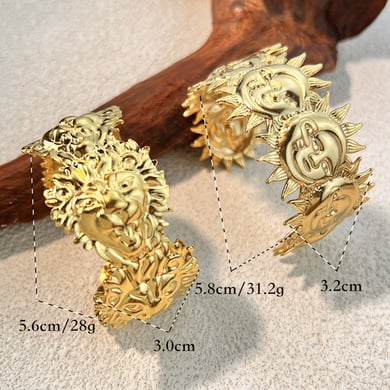 1 Piece Sun Stainless Steel Gold Color Cuff Bracelet h5 Picture3
