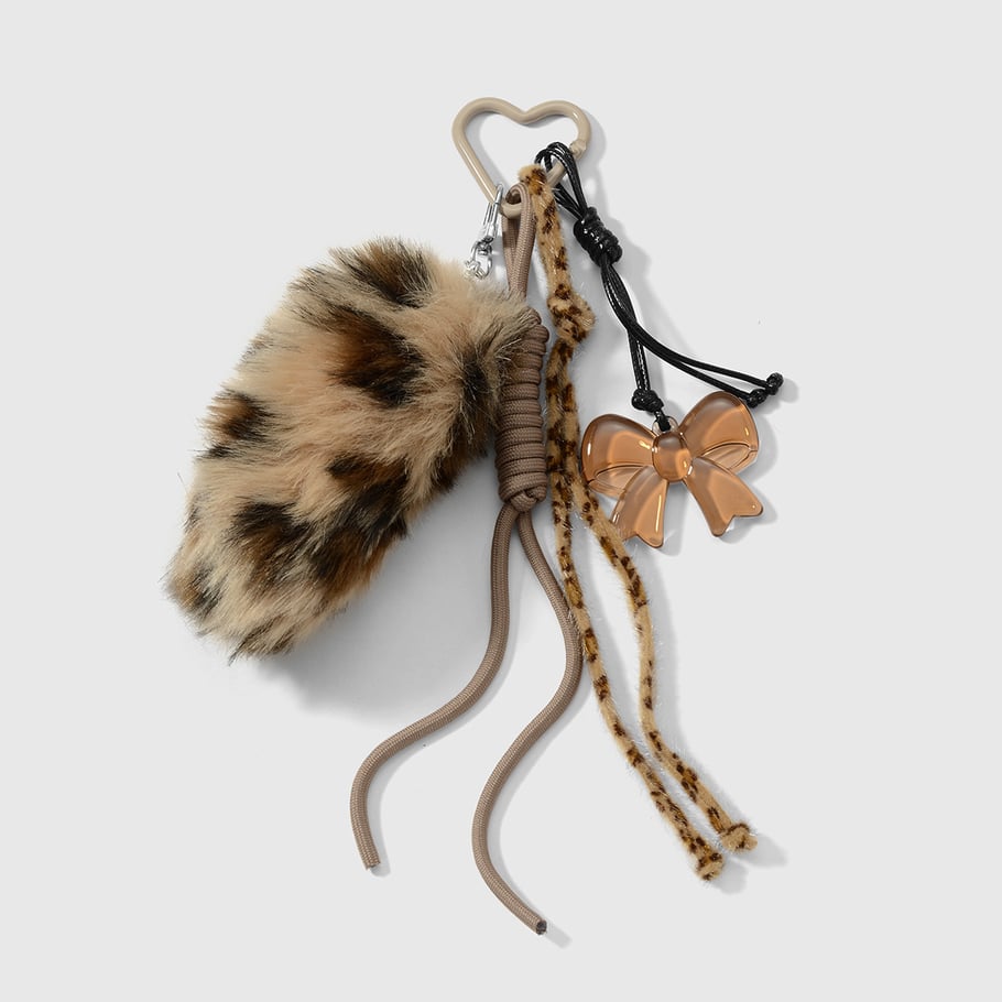 1 Stück Leoparden-Plüschball-Taschenanhänger 