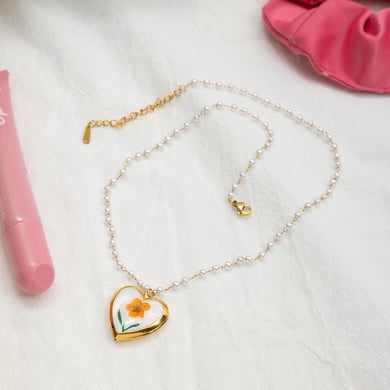 1 pezzo elegante collana con ciondolo a forma di fiore in acciaio inossidabile color oro da donna h5 Immagine7