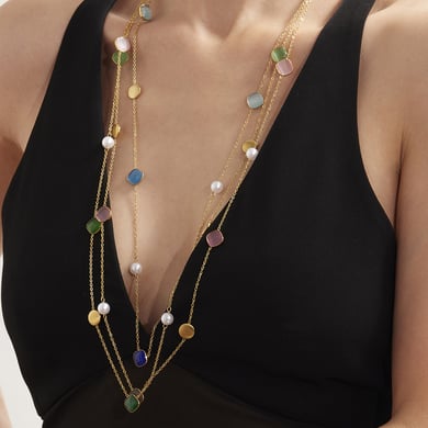1 Piece Luxurious Rectangle Stainless Steel Gold Color Women's Pendant Necklaces h5 Picture4