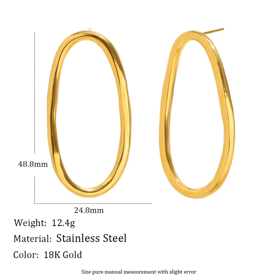 1 Pair Simple Oval Stainless Steel Gold Color Women's Stud Earrings Picture2