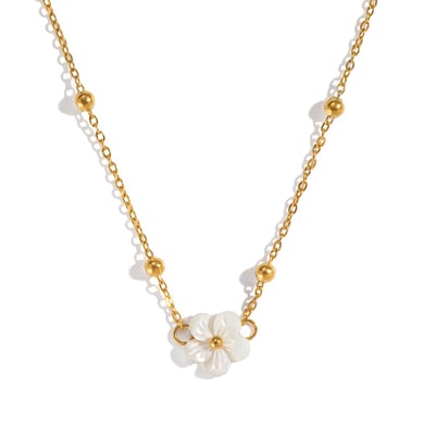 1 Piece Shell Flower Stainless Steel Gold Color Charm Necklace h5 Picture6