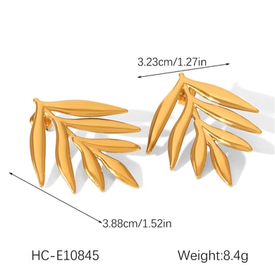 1 Pair Simple Leaf Stainless Steel  Gold Color  Women's Stud Earrings h5 Picture2