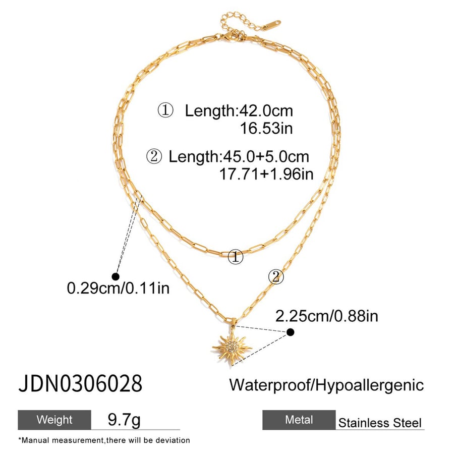 1 Piece Elegant Sun Stainless Steel Gold Color Women's Layered Necklaces Picture2