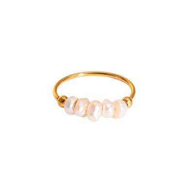 1 Piece Daily Circle Stainless Steel Gold Color Pearl Beaded Rings h5 Picture5