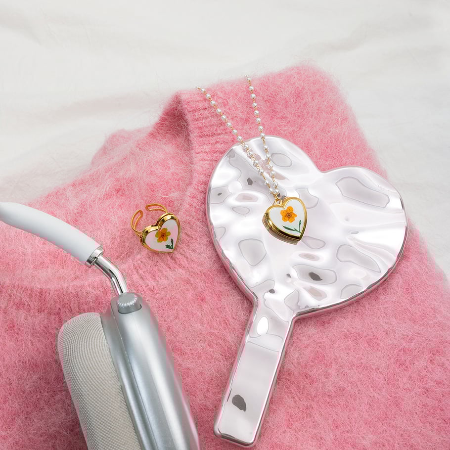 1 pezzo elegante collana con ciondolo a forma di fiore in acciaio inossidabile color oro da donna Immagine6