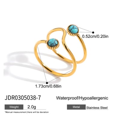 Anillo de acero inoxidable con forma de mariposa, estilo retro, color dorado y piedra natural. h5 Imagen2
