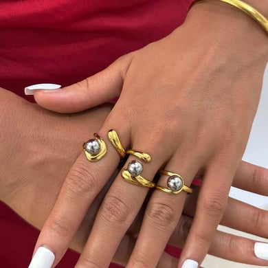 1 Piece  Mixed Gold Color And Silver Colors Stainless Steel Women’s Statement Rings h5 Picture4