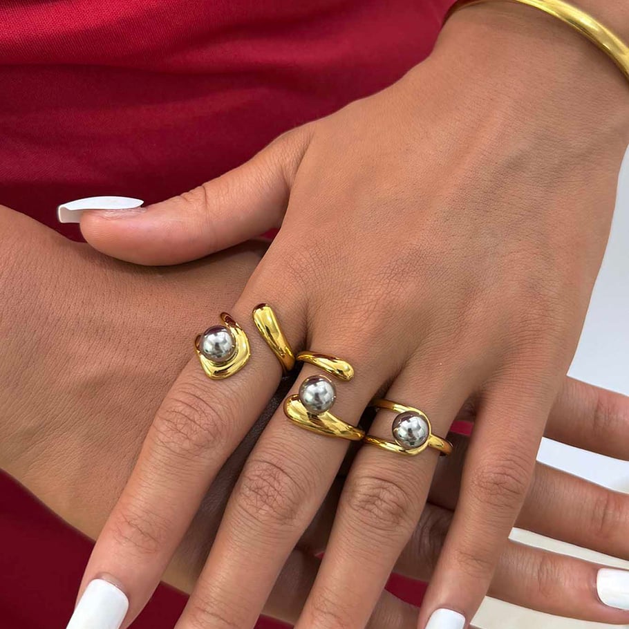 1 Piece  Mixed Gold Color And Silver Colors Stainless Steel Women’s Statement Rings Picture4