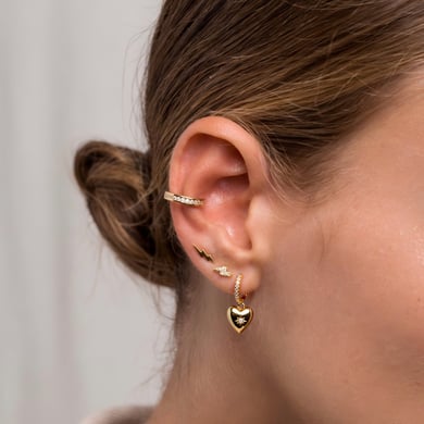 1 Pair Shinning Moon Stainless Steel Gold Color Zircon Women's Drop Earrings h5 Picture3
