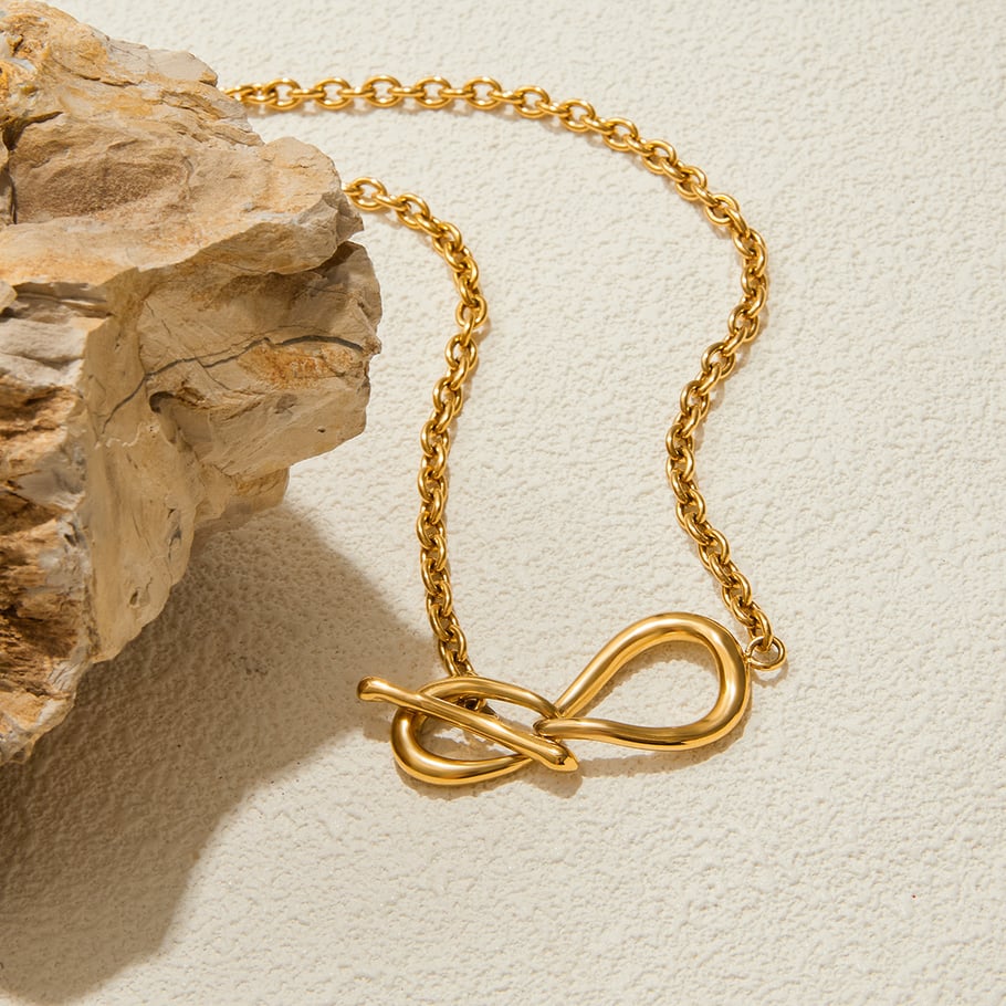 1 Piece Simple Irregular Shape Twist Stainless Steel Gold Color Women's Chain Necklaces Picture3