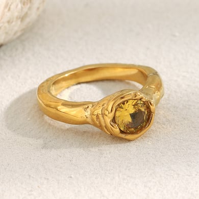 1 Piece Delicate Stainless Steel Gold Color Women's Gemstone Rings h5 Picture5