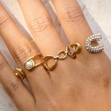 1 Piece Casual Irregular Shape Stainless Steel Gold Color Statement Rings h5 Picture4