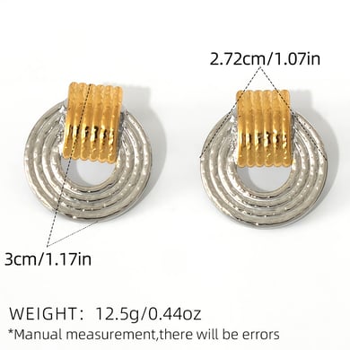 1 Pair of Elegant Multi Colored Round Stainless Steel Woemn's Stud Earrings h5 Picture2