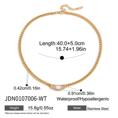 Collana con ciondolo da donna in acciaio inossidabile color oro con cerchio vintage da 1 pezzo h5 