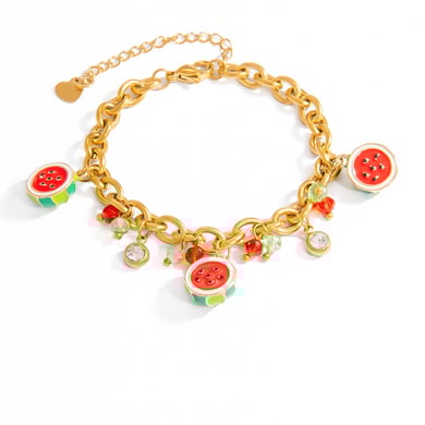 1 Piece Simple Lovely  Fruit Stainless Steel  Gold Color  Women's Charm Bracelets h5 