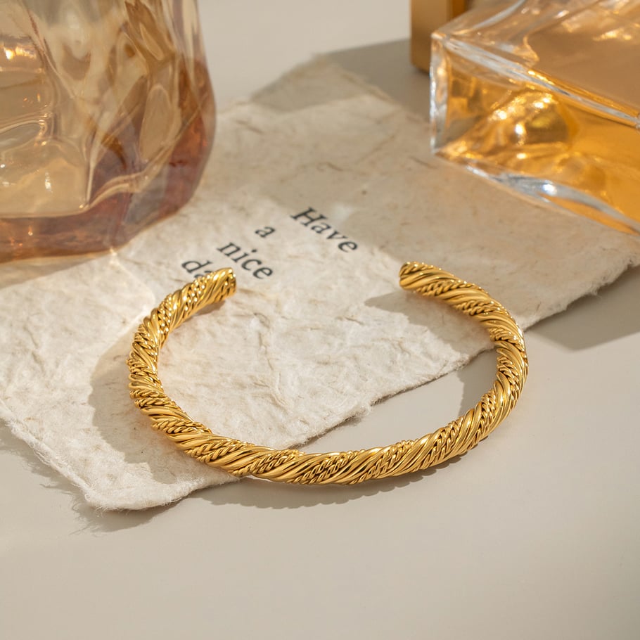 1 Piece Stainless Steel Gold Color Cuff Bracelet h5Picture2