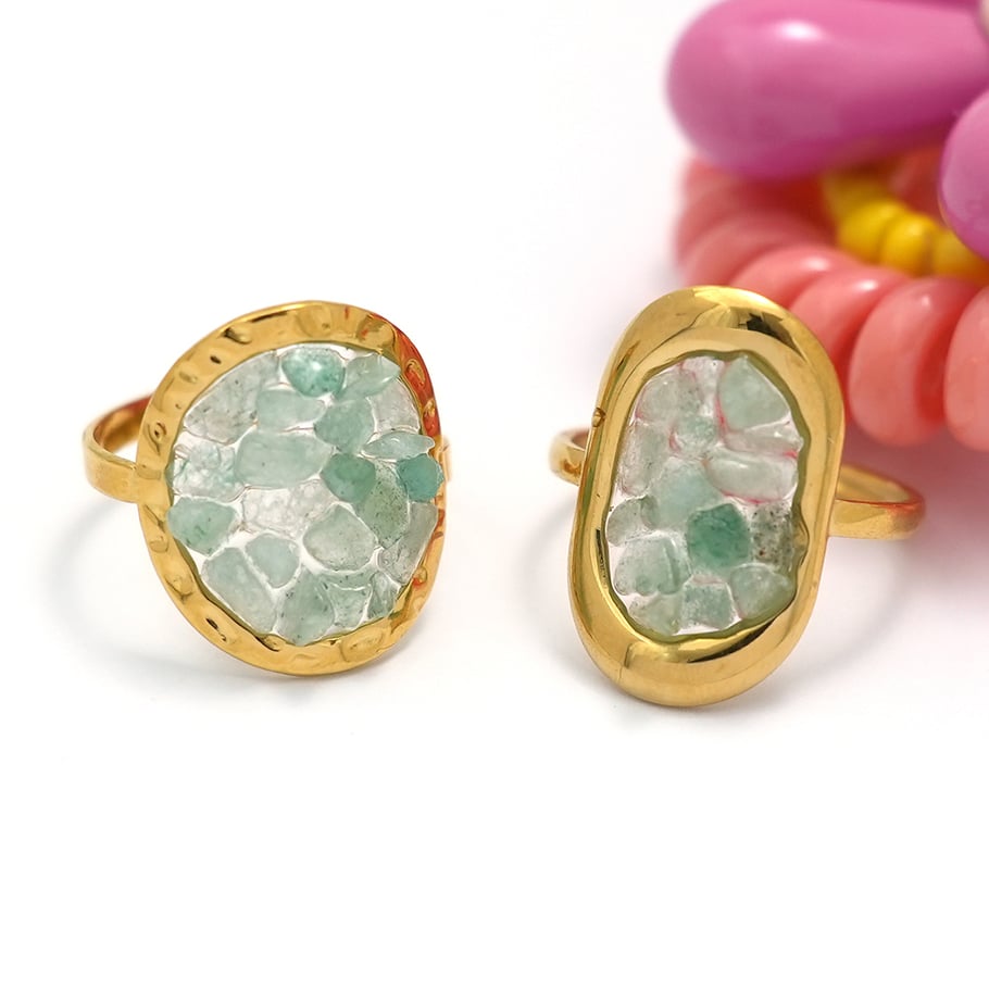 1 Piece Retro Irregular Shape Stainless Steel Gold Color Statement Rings h5Picture5