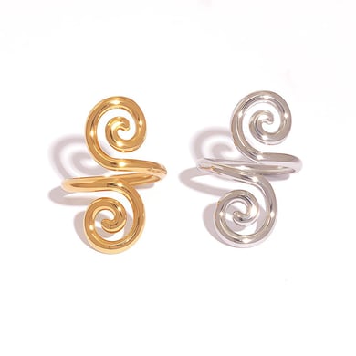 1 Piece  Retro Circle Stainless Steel  Gold Color Women's  Statement Rings h5 Picture8