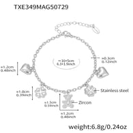 TXE349-Steel Bear Zircon Bracelet 16+5cm Picture4