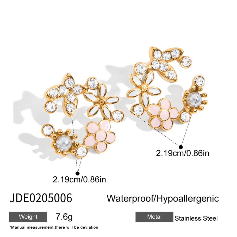 1 Piece Gorgeous Flower Stainless Steel Gold Color Women's Stud Earrings Picture2