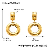 F483-Gold Runde Hohl Ohrringe Bild9