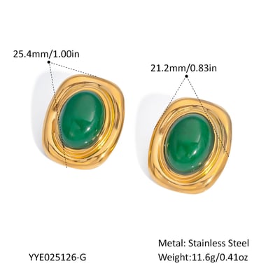 1 Pair Classic Rectangular Stainless Steel Gold Color Natural Stone Pearl Women's Stud Earrings h5 