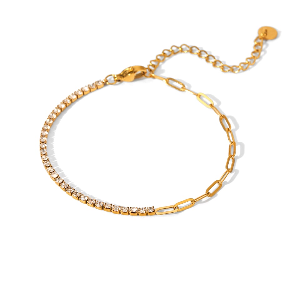 1 Piece Daily Patchwork Stainless Steel  Gold Color  Women's Chain Bracelets 