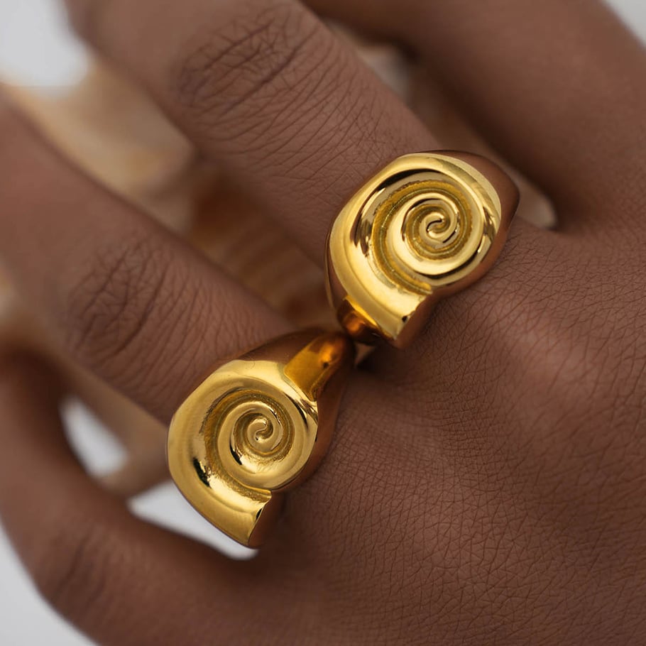 1 Piece Simple Series Retro Thread Stainless Steel  Gold Color  Statement Rings Picture2