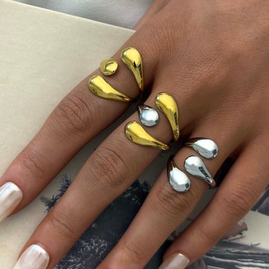 1 Piece Simple Daily Irregular Shape Stainless Steel  Gold Color  Statement Rings h5 Picture6