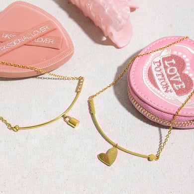1 pezzo di collana con ciondolo da donna in acciaio inossidabile color oro con lucchetto classico h5 Immagine6