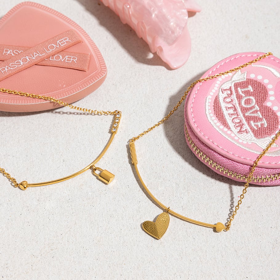 1 pezzo di collana con ciondolo da donna in acciaio inossidabile color oro con lucchetto classico Immagine6