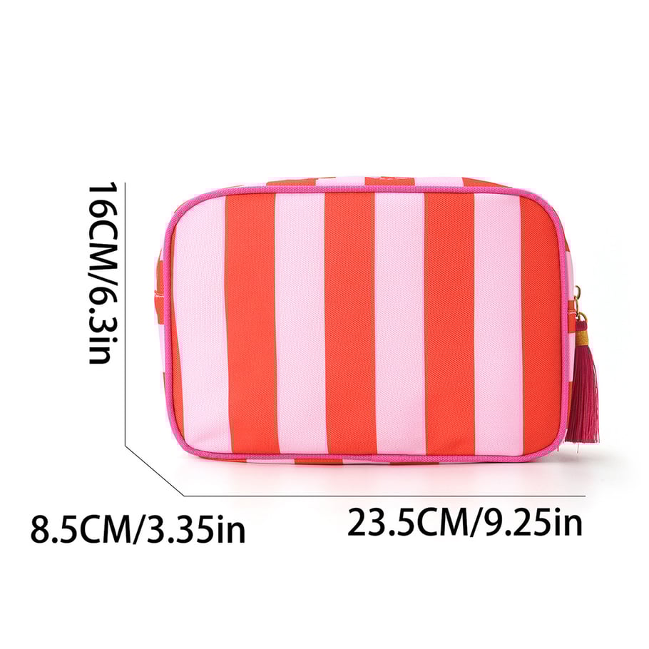 1 Stück Simple Series Casual Strip Canvas Damen-Make-up-Taschen Bild4