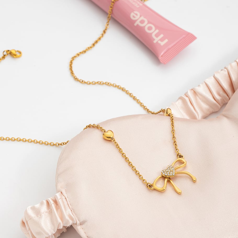 1 Piece Romantic Bow Knot Butterfly Stainless Steel Gold Color Women's Pendant Necklaces Picture6