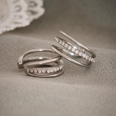 1 paar Twist Circle roestvrij staal goudkleurige zirkonia oormanchetten voor dames h5 Afbeelding6