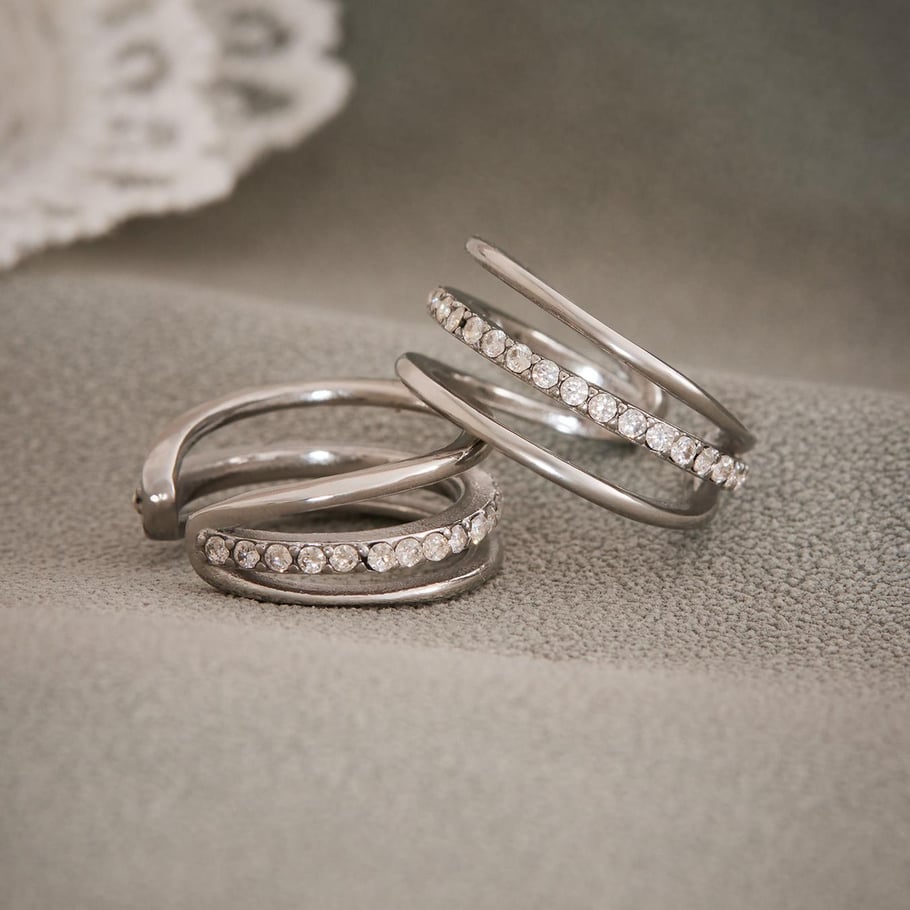 1 paar Twist Circle roestvrij staal goudkleurige zirkonia oormanchetten voor dames Afbeelding6