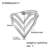 A790-Anello a forma di cuore cavo in acciaio/Numero 7 Immagine2