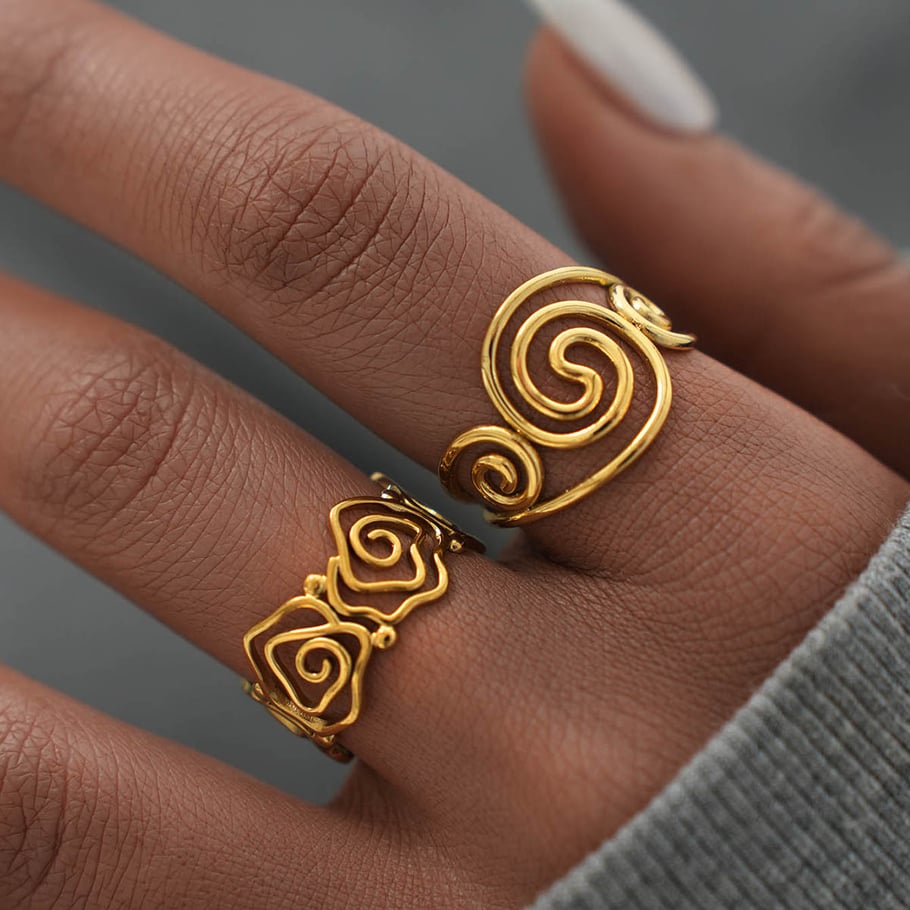 1 Piece  Simple Irregular Shape Stainless Steel  Gold Color Women's Statement Rings Picture4