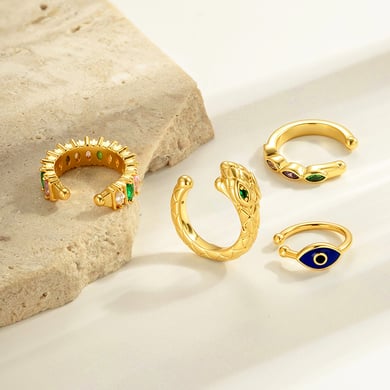 1 pieza de aretes de circonita de color cobre y dorado h5 Imagen3