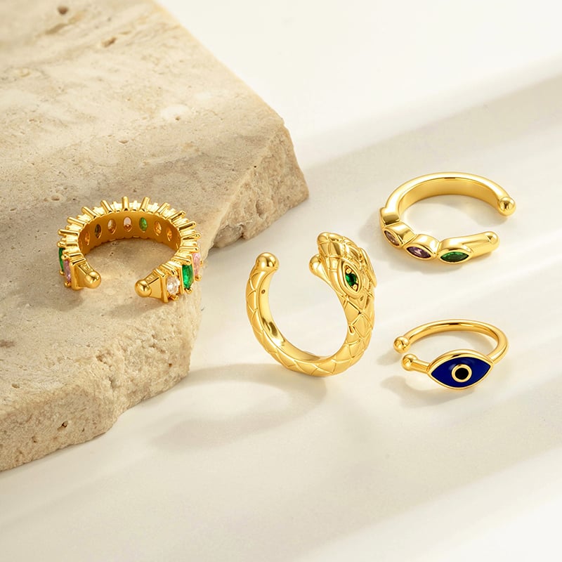 1 pieza de aretes de circonita de color cobre y dorado Imagen3