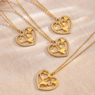 1 Piece Elegant Heart Stainless Steel Gold Color Women's Pendant Necklaces h5 Picture3