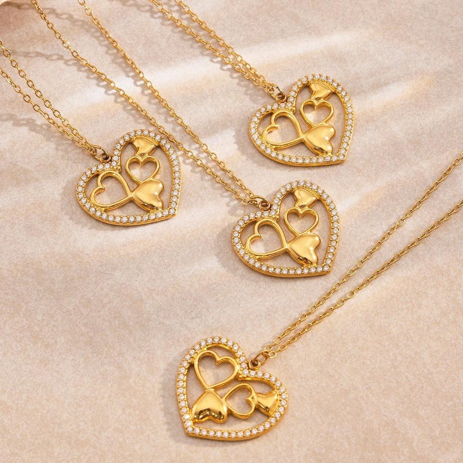 1 Piece Elegant Heart Stainless Steel Gold Color Women's Pendant Necklaces Picture3