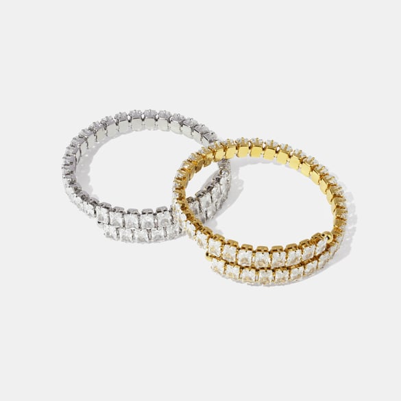 1 Piece Luxurious Stainless Steel Gold Color Zircon Cuff Bracelet 2