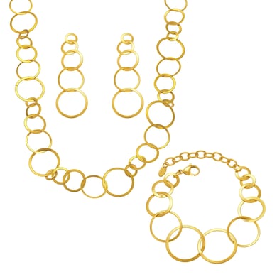 Casual Circle Stainless Steel Gold Color Women's Jewelry Sets h5 Picture7