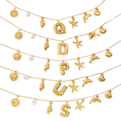 1 pezzo di collana con ciondolo a forma di lettera in acciaio inossidabile color oro da donna h5 Immagine5