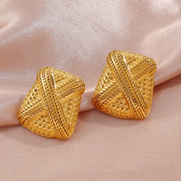 1 paio di orecchini a bottone in acciaio inossidabile color oro
